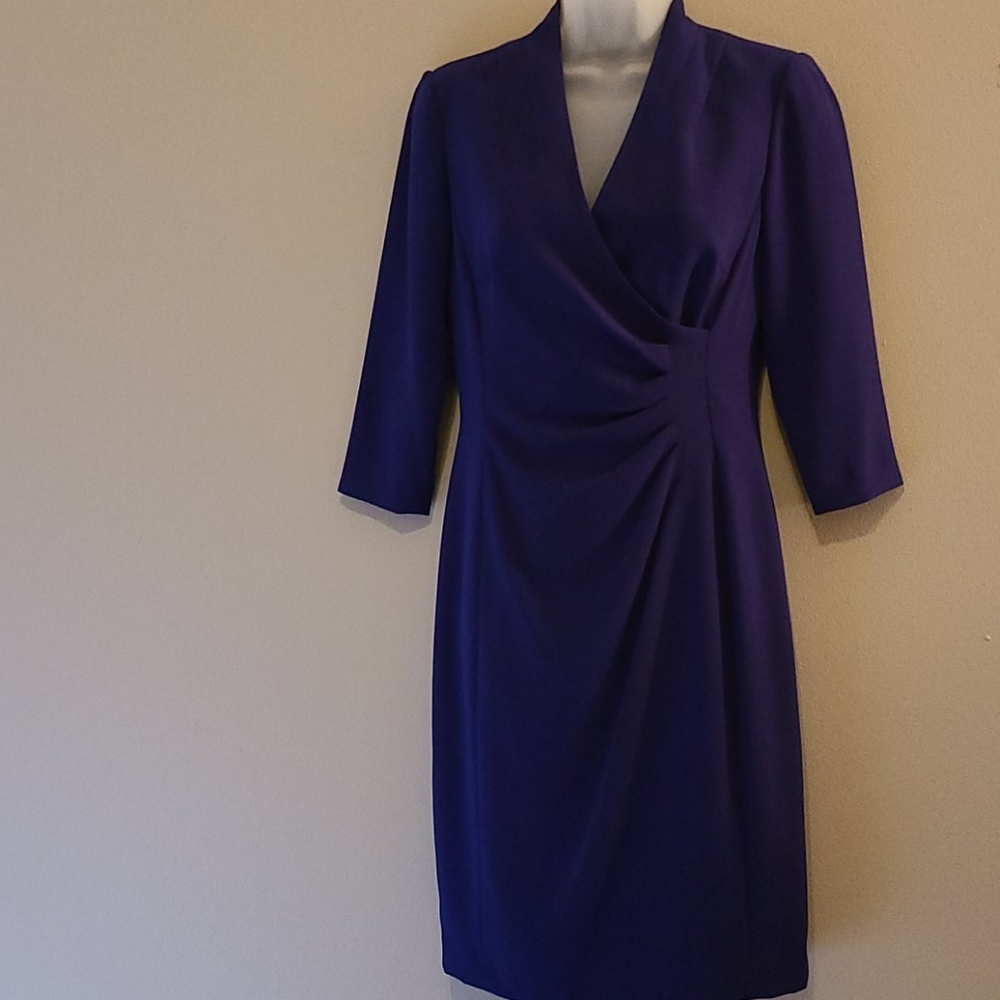 Tahari Blue Crepe Sheath  Dress